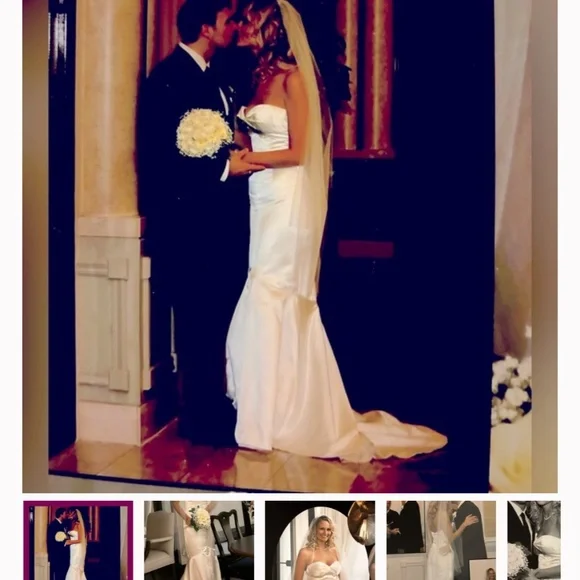 Trumpetstyle satin strapless, wedding gown - Picture 1 of 1